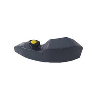 A black, irregularly shaped 10-kg additional weight from Diversey Deutschland GmbH & Co. OHG for the ERGODISC FLEXX cleaning machine, featuring a small round yellow button on top, is shown against a plain white background. Packaging: 1 piece.