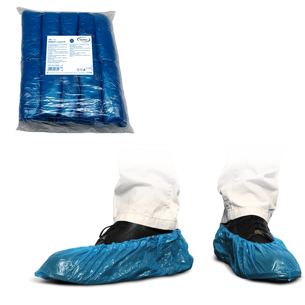 MaiMed-Cover PE shoe covers Disposable shoe covers made of PE, blue, 100 pieces/pack. | Pack (100 pieces)
