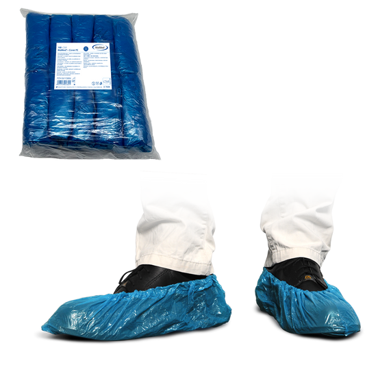MaiMed-Cover PE shoe covers Disposable shoe covers made of PE, blue, 100 pieces/pack. | Pack (100 pieces)