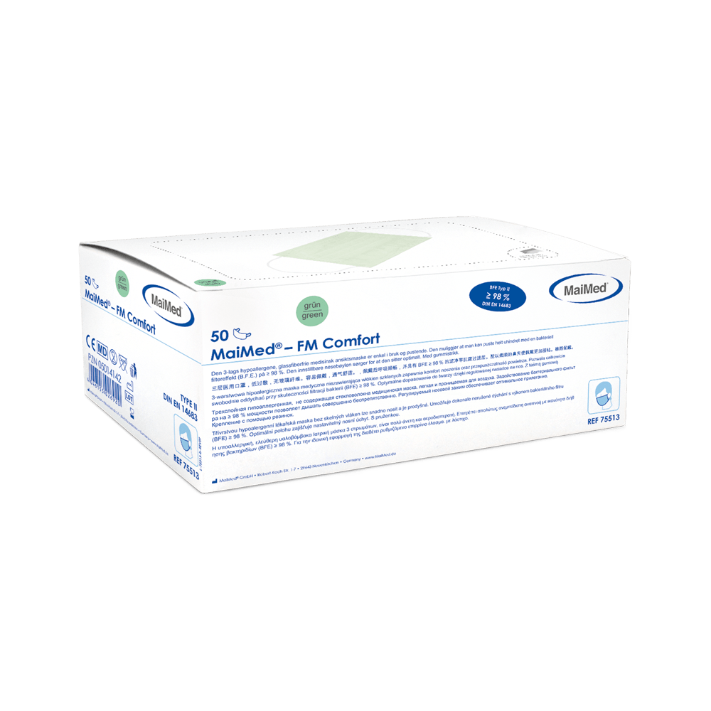 Mascarilla quirúrgica MaiMed-FM Comfort, no estéril, 3 capas, 50 unidades/caja