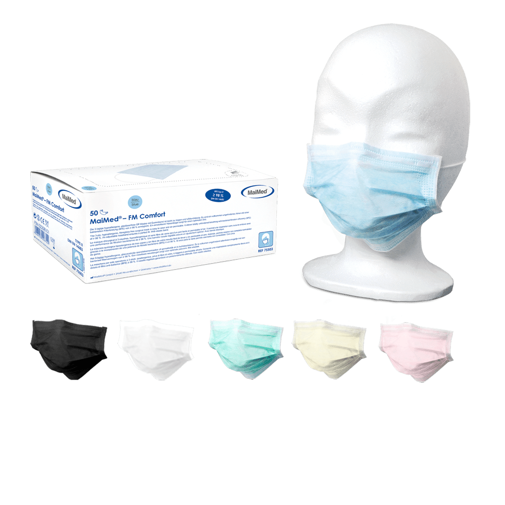 Mascarilla quirúrgica MaiMed-FM Comfort, no estéril, 3 capas, 50 unidades/caja