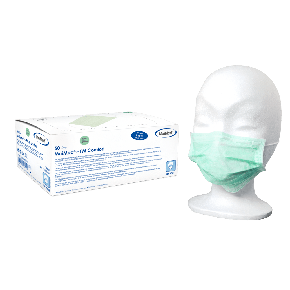 Mascarilla quirúrgica MaiMed-FM Comfort, no estéril, 3 capas, 50 unidades/caja