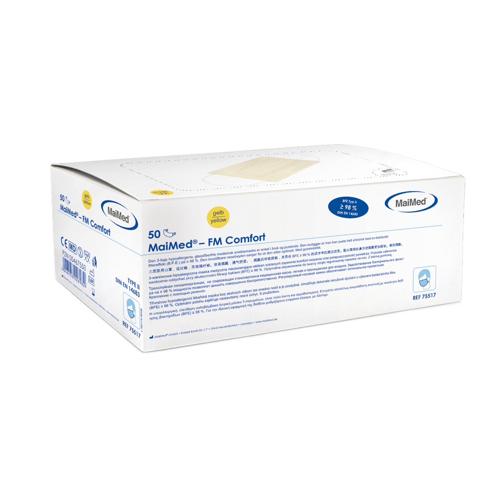 Mascarilla quirúrgica MaiMed-FM Comfort, no estéril, 3 capas, 50 unidades/caja