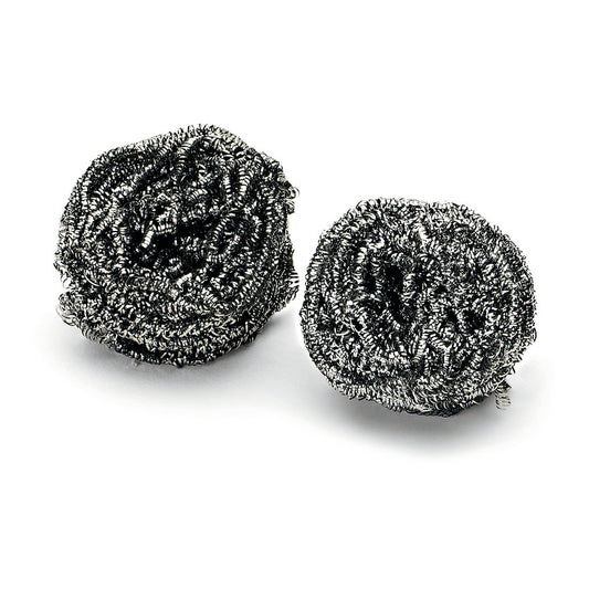 Abgebildet sind zwei Nölle Profi Brush Edelstahlspirale rostfrei (2er-Pack, 36 g) von Nölle Profi Brush Bürsten- & Pinseltechnik e.K. auf weißem Grund mit fest gewickelten Silberspiralen für die anspruchsvolle Küchenreinigung.