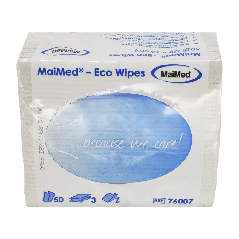 MaiMed- Eco Wipes - paño de limpieza y cuidado, tejido reciclado de 28x33 cm, blanco natural, 3 capas, 50 unidades/paquete | Paquete (50 piezas)