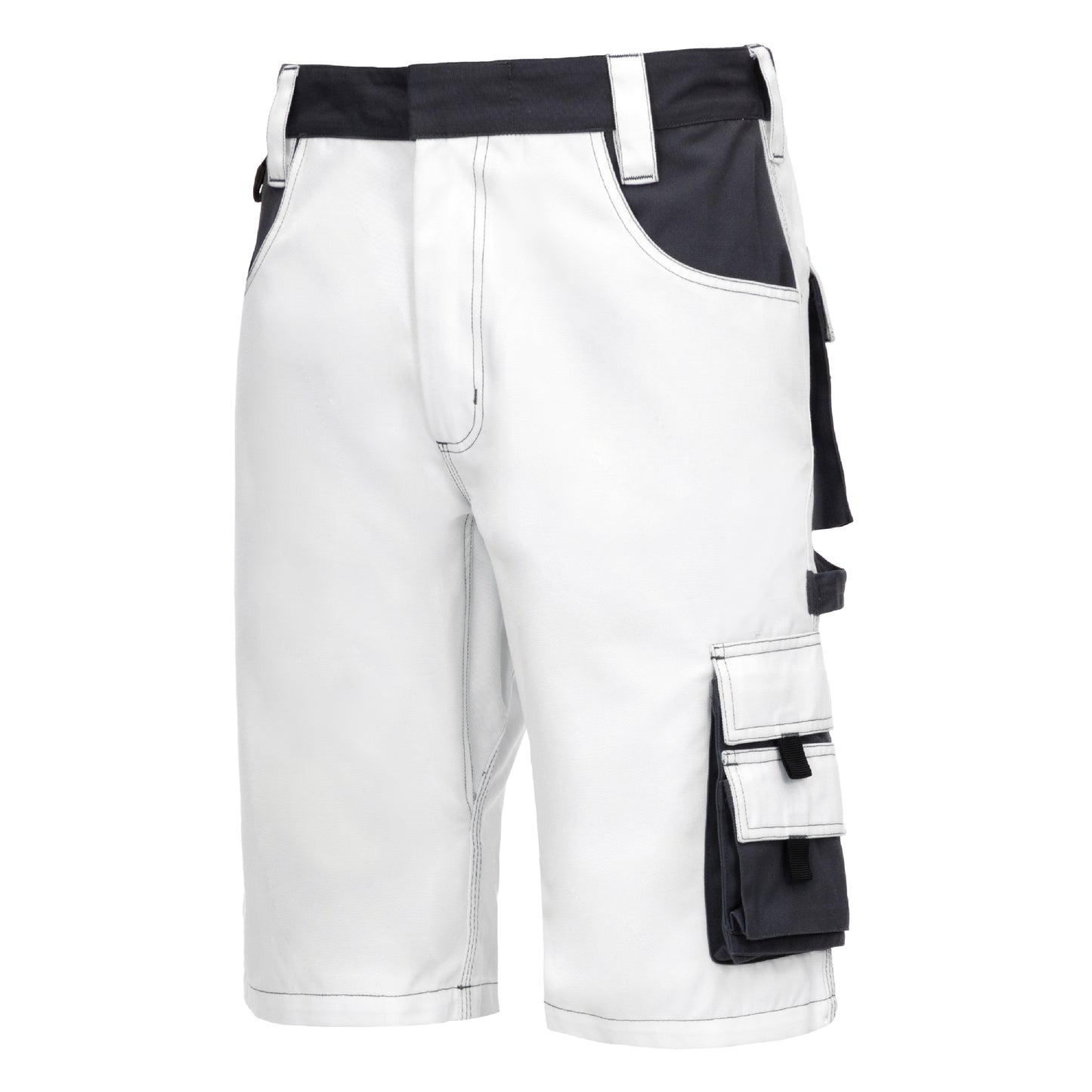 NITRAS MOTION TEX PLUS, work trousers, short, white / grey