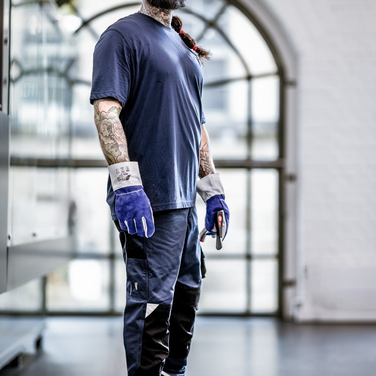 NITRAS MOTION TEX PLUS, work trousers, long, navy blue / black