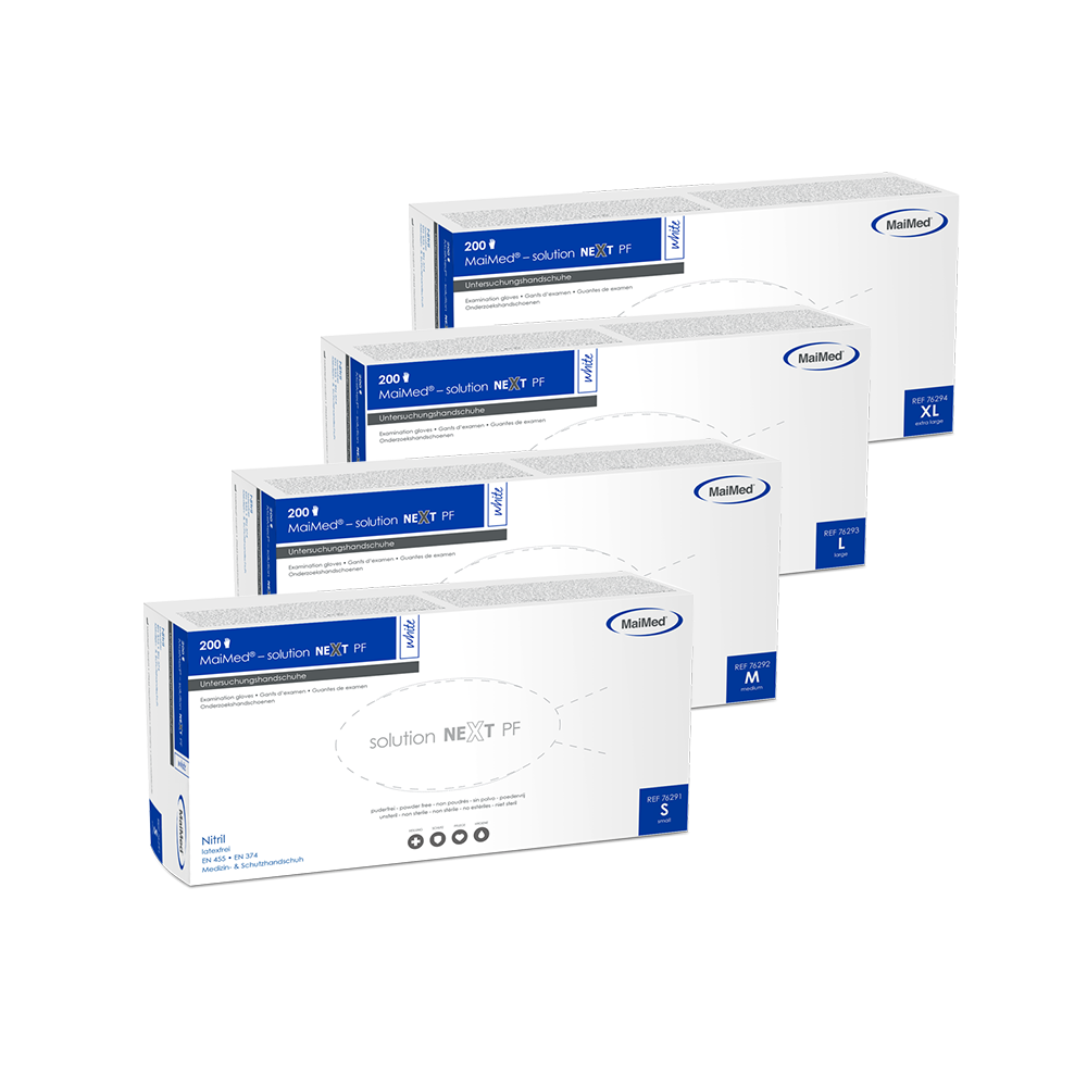 MaiMed-solution next guantes de nitrilo blancos, no estériles, sin látex, 200 unidades/caja