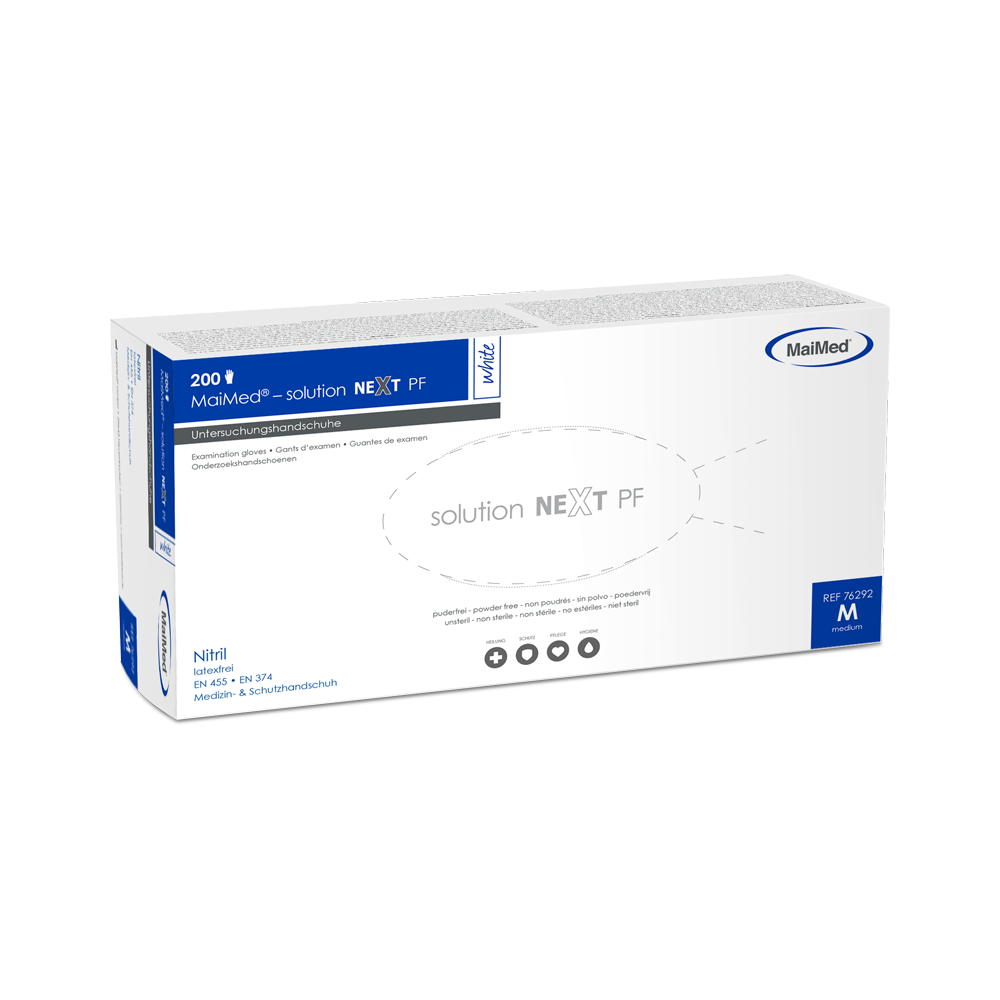 MaiMed-solution next guantes de nitrilo blancos, no estériles, sin látex, 200 unidades/caja