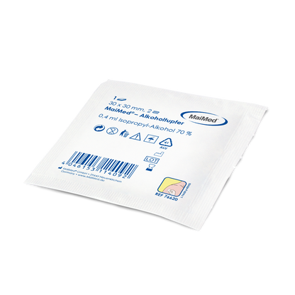 Meditrade Alcohol Swab 30 x 30 mm hvit ikke -vevd stoff to -lags | Boks (100 stykker)