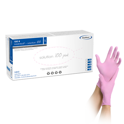 MaiMed-solution 100 guante rosa no esterilizado, sin polvo y sin látex, azul, 100 unidades/caja
