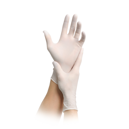 MaiMed-løsning 100 hvit usteril, pf lateksfri hanske, hvit, 100 stk/eske