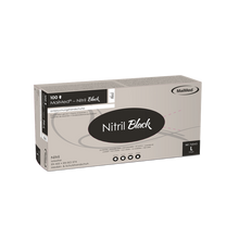 MaiMed-Nitrile Black guantes negros, no esterilizados, sin polvo, sin látex, 100 unidades/caja