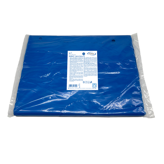 MaiMed-Apron Heavy PE, apron made of PE 75x125cm blue, 50 pieces/pack, blocked, smooth surface | Pack (50 pieces)