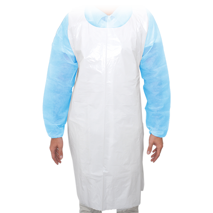 MaiMed-Apron Light PE, forkle laget av PE 75x120cm hvit, 100 stk/pakning, blokkert, glatt overflate | Pakke (100 stk)