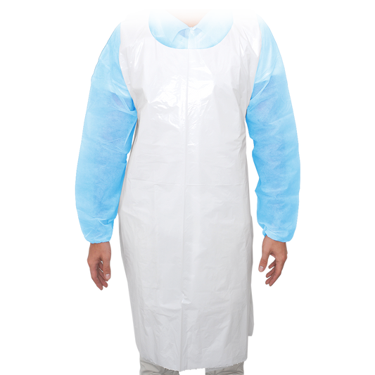 MaiMed-Apron Light PE, apron made of PE 75x120cm white, 100 pieces/pack, blocked, smooth surface | Pack (100 pieces)