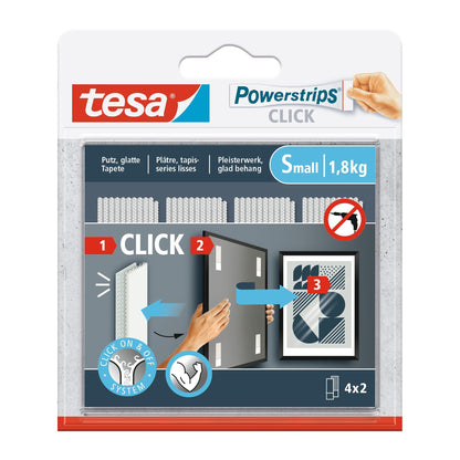 tesa Powerstrips Click Velcro Adhesive Pads, White, 1 Roll