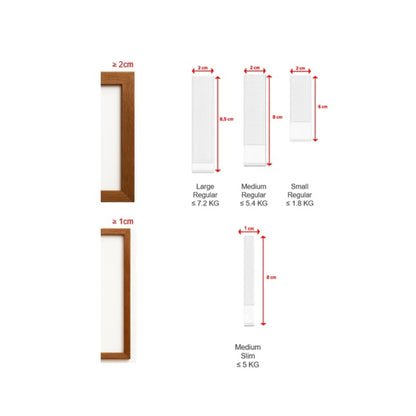 Almohadillas adhesivas de velcro tesa Powerstrips Click, blancas, 2 unidades – Dimensiones