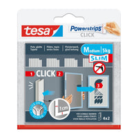 tesa Powerstrips Click Velcro Adhesive Pads, white, 2-pack