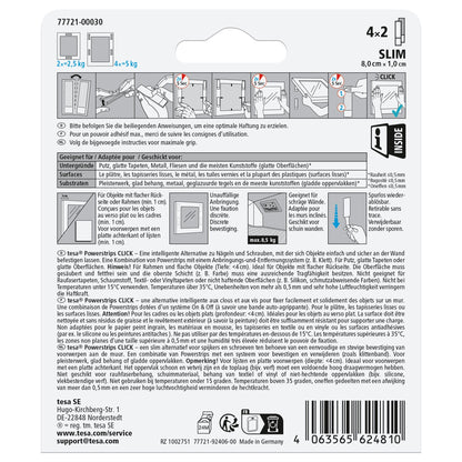 Almohadillas adhesivas de velcro tesa Powerstrips Click, blancas, 2 unidades