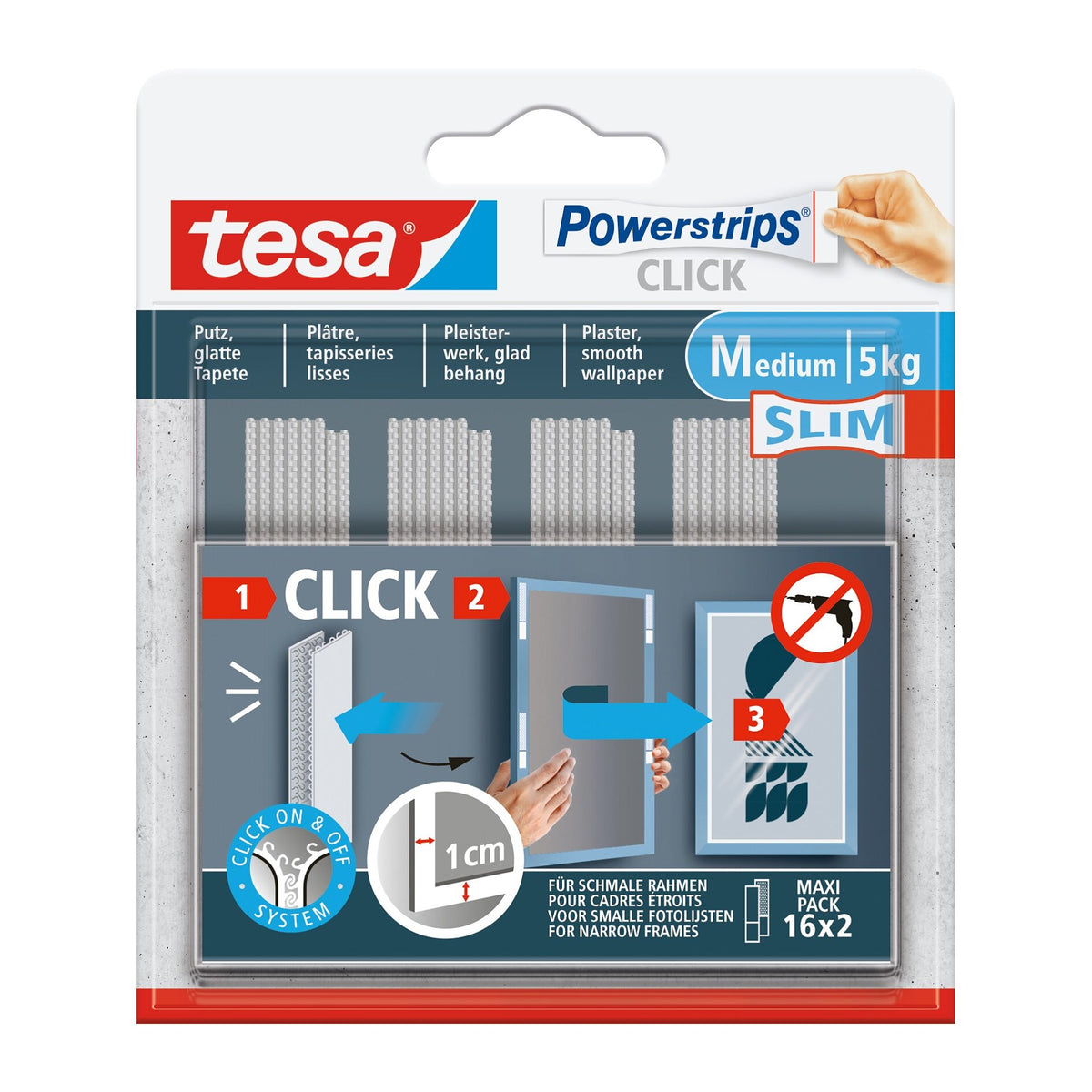 tesa Powerstrips Click Velcro Adhesive Pads, White, 8-Pack