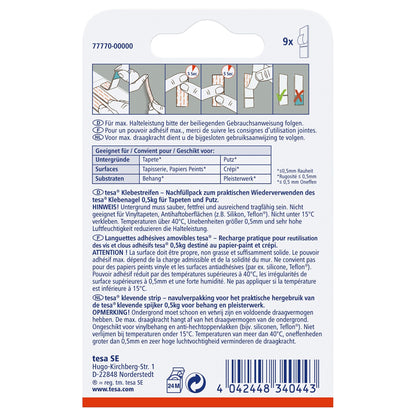 Cinta adhesiva tesa para papel pintado y enlucido, blanca, hasta 0,5 kg