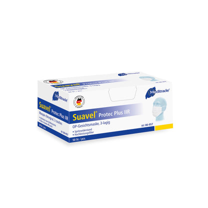 Máscara Suavel® Protec Plus IIR MPSOP con presillas elásticas para las orejas, verde | Paquete (50 piezas)