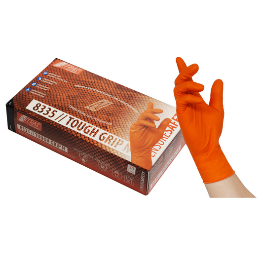 NITRAS TOUGH GRIP N, guantes desechables de nitrilo, naranja