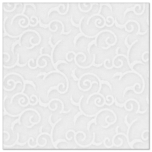 La PAPSTAR GmbH ROYAL Collection 50 servilletas blancas (1/4-pliegue, 40 x 40 cm) están adornadas con un patrón de enredaderas en relieve que aporta estructura y estilo, ideal para mesas elegantes.