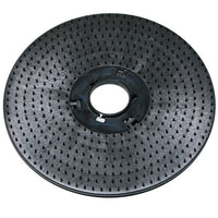 The Diversey Pad Driver (Ø 43 cm) is a round, black pad driver with bristles and a center hole, designed for use with cleaning and polishing pads on ergodisc 165, 200, HD, and duo machines; package: 1 piece.