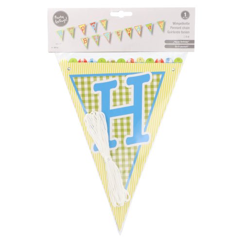 La PAPSTAR guirnalda "Feliz Cumpleaños" (4 m, papel lacado) de PAPSTAR GmbH es ideal para la decoración de cumpleaños, con coloridas banderitas y una imagen de ejemplo de cumpleaños en la etiqueta superior. Incluye cuerda blanca.