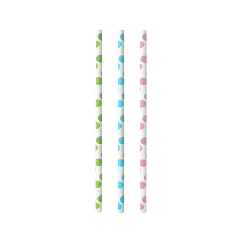 Three PAPSTAR paper straws (Ø 6 mm, 20 cm) black/white "Stripes" from PAPSTAR GmbH – eco-friendly and biodegradable, stand vertically against a white background.