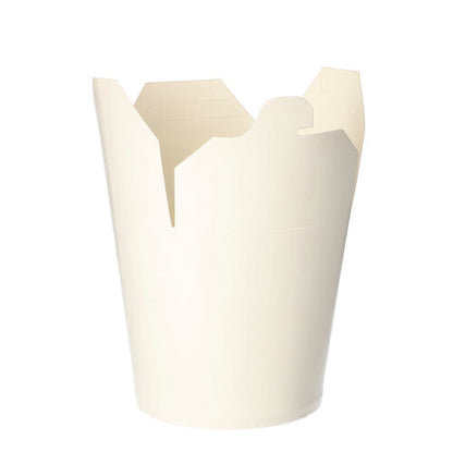 Die Starpak 50 Snackboxen "To Go" eckig - 750 ml sind schlichte weiße Papierbehälter zum Mitnehmen mit teilweise geöffneten Klappen, ideal für To-Go-Bestellungen und Snacks. Marke: Starpak.