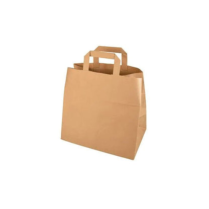 The PAPSTAR 50 carrier bags made of paper with handle from PAPSTAR GmbH stand upright on a white background - the eco-friendly choice for stylish and practical packaging.
