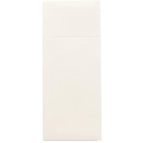 The Starpak 480 cutlery bags are rectangular, cream-colored Airlaid envelopes (40 x 33 cm) with a flap and cutlery fold, ideal for the hygienic presentation of cutlery. Brand: Starpak. Depicted on a plain white background.