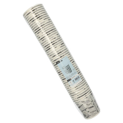 Starpak 50 Snackbecher „To Go“ aus stabiler Pappe im Zeitungspapier-Design (470 ml, ø 9,9 cm) im klaren Folienschlauch mit blauem Label auf der Vorderseite.