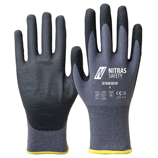 NITRAS assembly gloves, gray / black