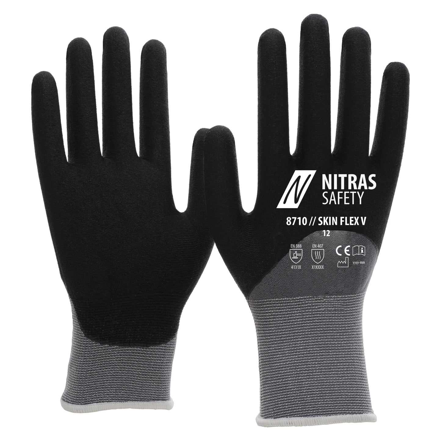 NITRAS SKIN FLEX V, guantes de montaje, gris/negro