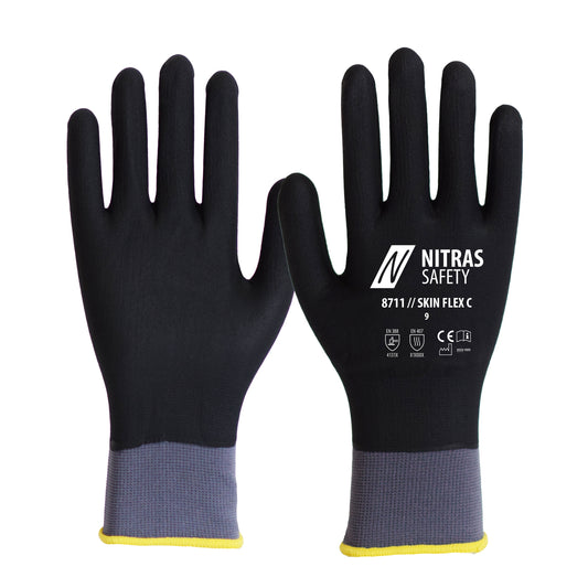 NITRAS SKIN FLEX 3D, guantes de montaje, gris/negro