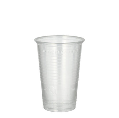 The Starpak 25 drinking cup made of PP (0.2l, Ø7.03cm, 9.9cm) is transparent with horizontal grooves and a slightly flared rim - ideal for on the go.