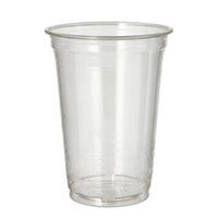 A PAPSTAR PLA "pure" Cold Drink Cups (Ø 9.5 cm, 12.7 cm; 65 pieces) from PAPSTAR The "GmbH" logo is crystal-clear and blank against a white background—ideal as a biodegradable cup for eco-friendly cold beverages.