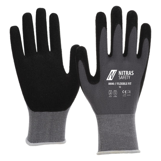 NITRAS FLEXIBLE FIT, guantes de montaje, gris / negro