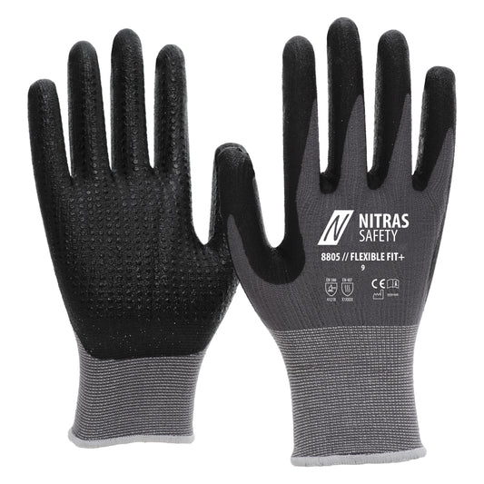 NITRAS FLEXIBLE FIT+, guantes de montaje, gris / negro