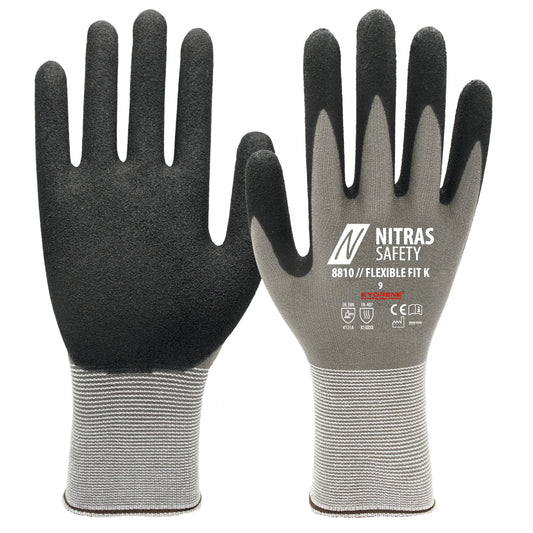 NITRAS FLEXIBLE FIT K, guantes de montaje, gris / negro