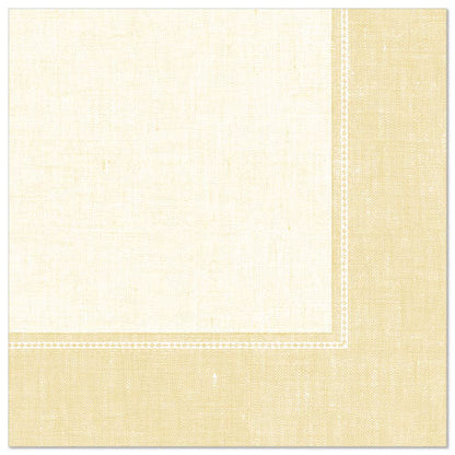 The PAPSTAR 50 napkins "ROYAL Collection" 1/4 fold 40 x 40 cm champagne from PAPSTAR GmbH offer a classic design with a light center and darker champagne-beige border, ideal for the elegantly set table.