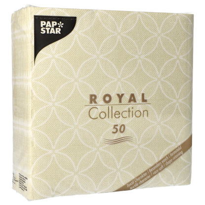 The PAPSTAR 50 napkins "ROYAL Collection" 1/4 fold 40 x 40 cm champagne napkins from PAPSTAR GmbH bring elegant style to your table with their refined design and practical pack of 50.