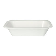 Die Starpak 100 Siegelschalen XPS-Schale aus weißem laminiertem Polystyrol mit leicht abgewinkelten Seiten und abgerundeten Ecken ist auf weißem Hintergrund abgebildet – ideal für den Einsatz in der Gastronomie.