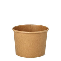 Un vaso de cartón marrón para sopa de la marca Starpak (350 ml, Ø 9,8 cm, 7 cm), sin tapa, procedente de un paquete de 25 unidades, aparece vacío, con bordes redondeados y lisos, sobre un fondo blanco.