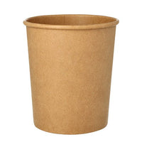 The Starpak 25 soup cup, a round brown paper cup with a diameter of 11.5 cm, stands upright against a white background—a sturdy, brown soup cup from Starpak with a rolled rim, ideal for soup on the go.