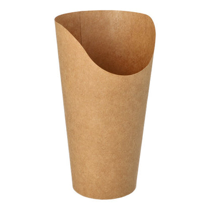 De PAPSTAR 50 Wrap Cups fra PAPSTAR GmbH er brune, kjegleformede pappkopper, ideelle for miljøvennlige wraps på fester og arrangementer, vist på hvit bakgrunn.